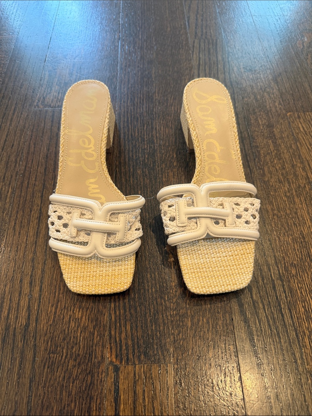 Sam Edelman Cream Woven Slide Heels